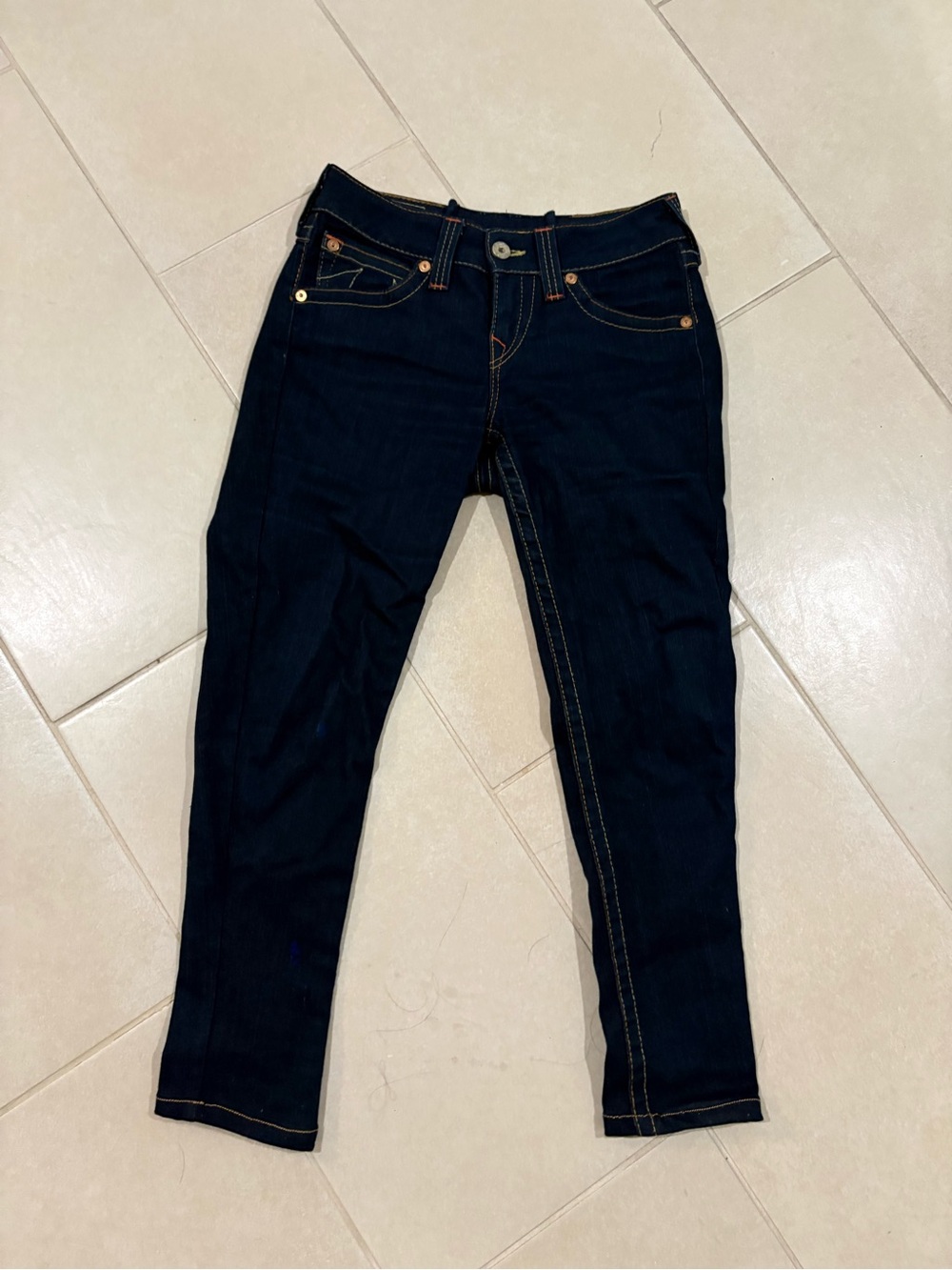 True Religion Jeans Womens 29 Dark Wash Y2K Made USA Horseshoe Flap Pocket